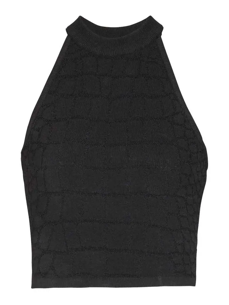 Top Con Effetto Coccodrillo Nero