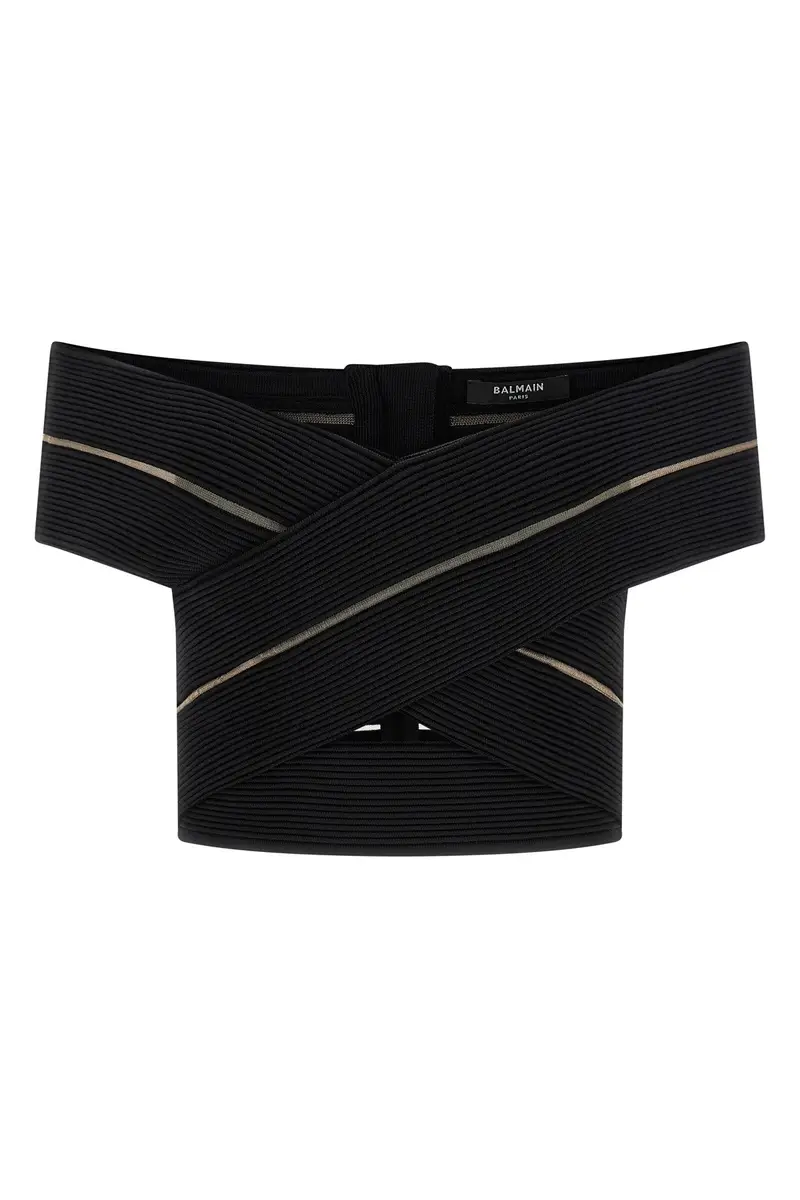 Top Crop Off The Shoulder Nero