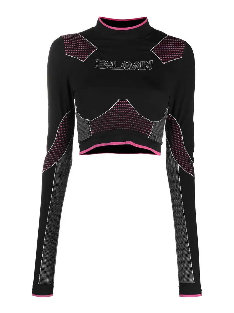 Top in jersey senza cuciture Nero