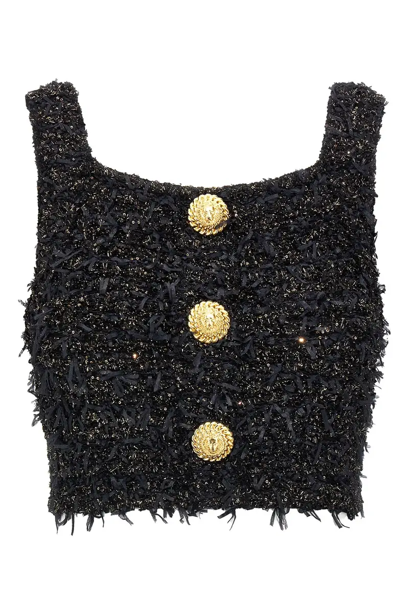 Top Tweed Lurex Nero
