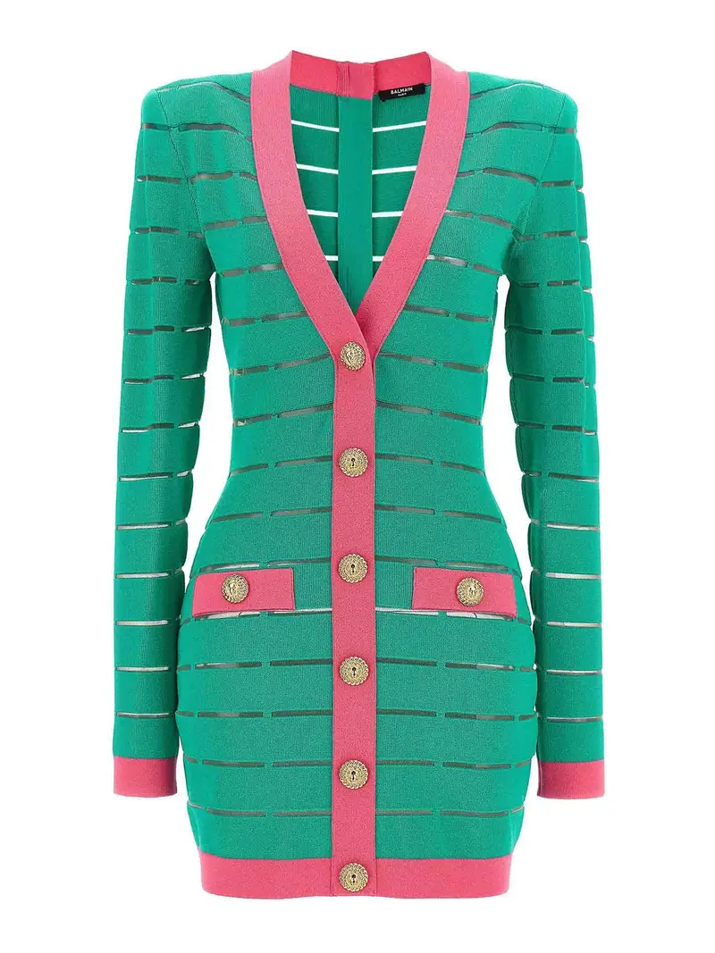 Vestito in maglia bicolore Verde