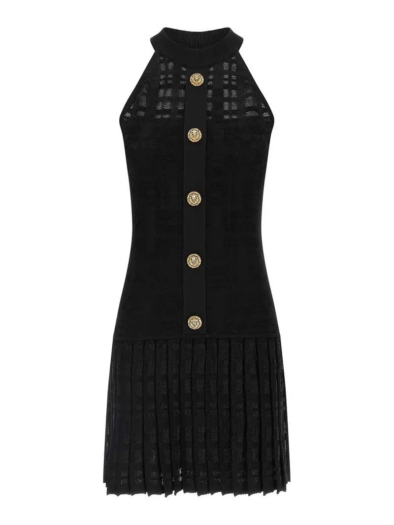 Vestito in maglia scozzese Nero