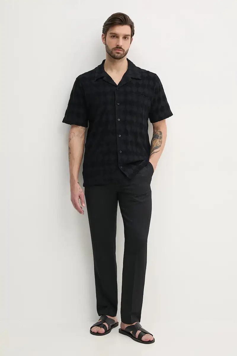 camicia in cotone uomo colore nero B1132.1014 miniatura 2