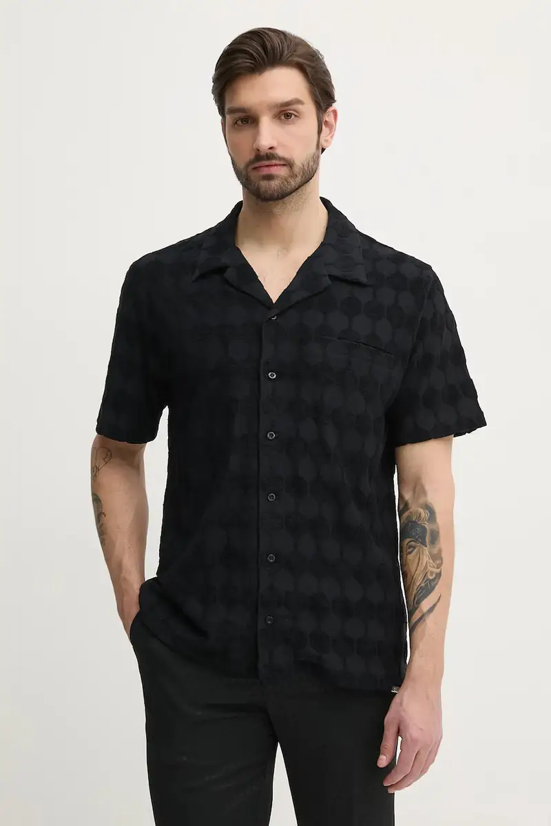. camicia in cotone uomo colore nero B1132.1014