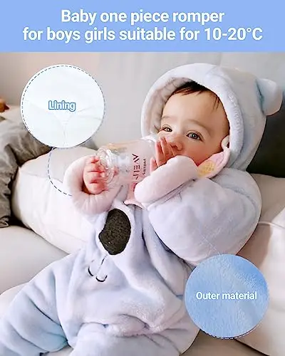 Bambino Pagliaccetto con Cappuccio Flanella Jumpsuit Tute da neve con Piedi Inverno Tutina, 3 miniatura 2