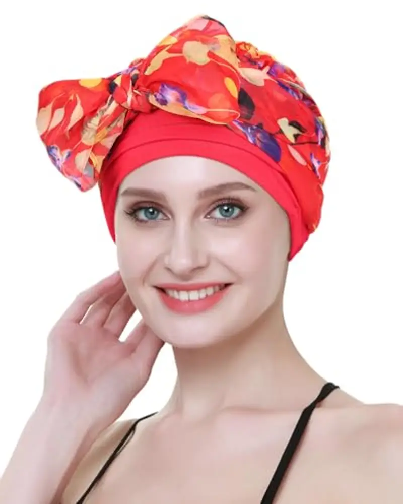 Bamboo Maglia Cappello per Cancro Donne DIY Facile Legare la chemio Bandana miniatura 2