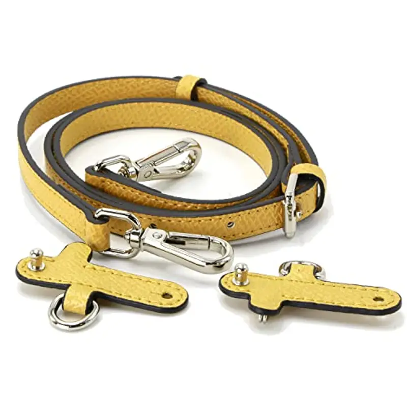 banbeln - Tracolla in pelle per borsette, colori terracotta, beige, tortora, blu scuro, giallo 2, SET