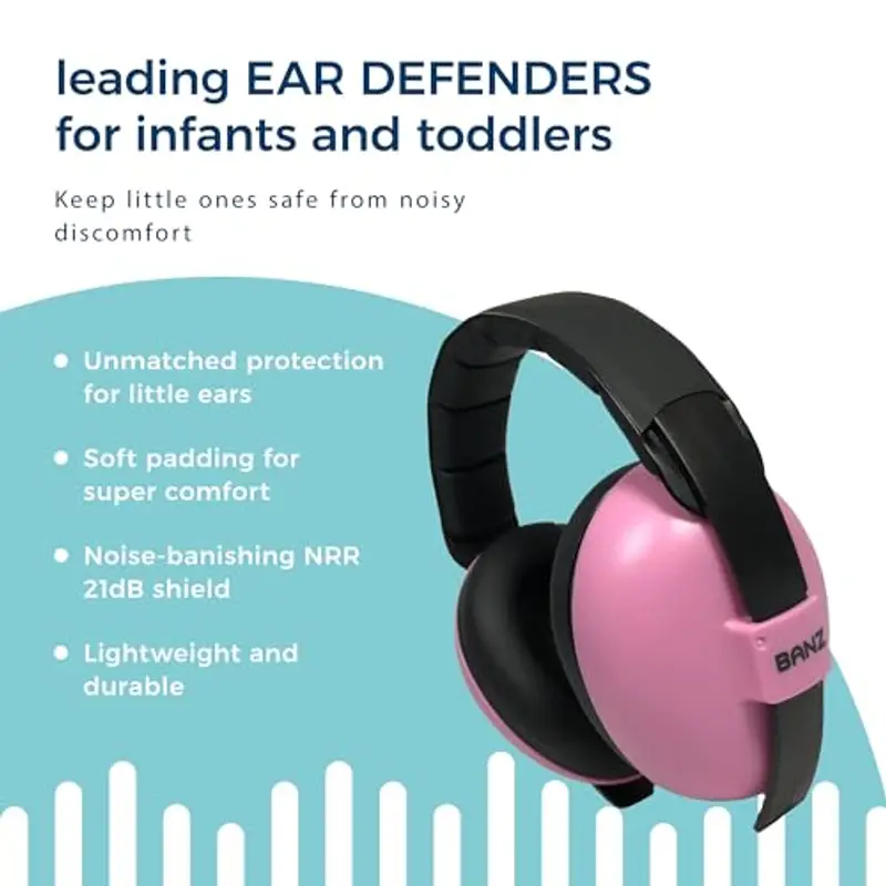 BANZ BABY EAR DEFENDERS, cuffie paraorecchie di protezione acustica per bambini dai 0 ai 3 anni. ( Rosa ) miniatura 3
