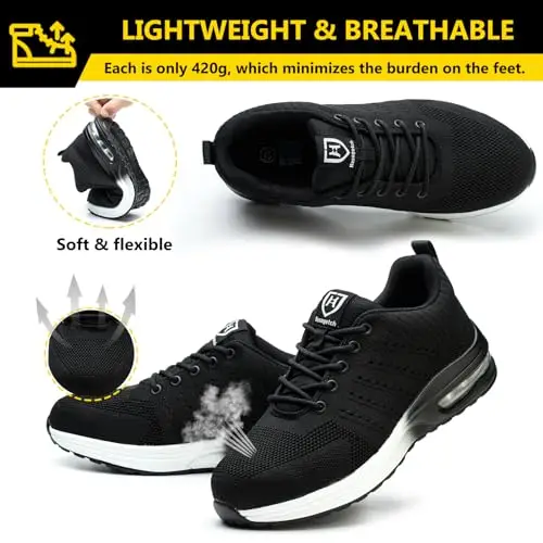 Baofular Scarpe Antinfortunistiche Uomo Donna Leggere Scarpe da Lavoro Comode Scarpe Sicurezza Antiscivolo Traspiranti miniatura 3