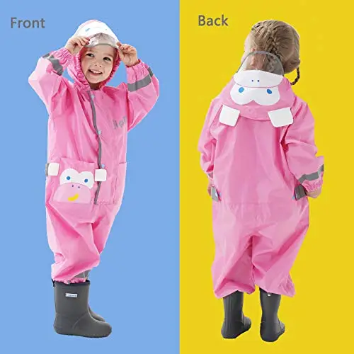Baogaier Impermeabile da Pioggia Bambine Ragazze con Cappuccio Rosa Scimmia Stampa Bambina Antipioggia Giacca miniatura 2