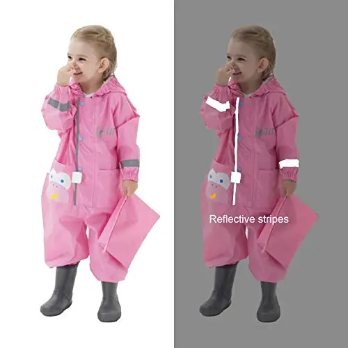 Baogaier Impermeabile da Pioggia Bambine Ragazze con Cappuccio Rosa Scimmia Stampa Bambina Antipioggia Giacca miniatura 3