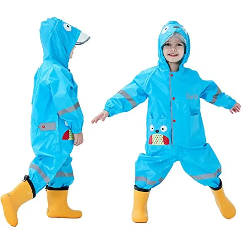 Baogaier Impermeabile da Pioggia Bambini con Cappuccio Blu Gufo Antipioggia Tuta Bambini Ragazze Ragazzi Poncho