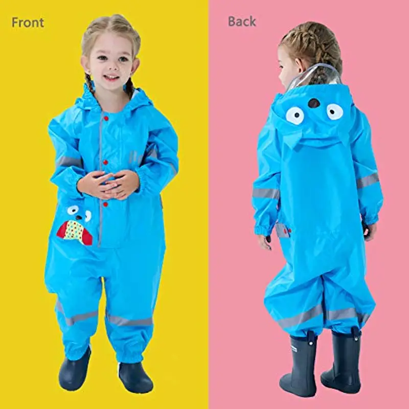Baogaier Impermeabile da Pioggia Bambini con Cappuccio Blu Gufo Antipioggia Tuta Bambini Ragazze Ragazzi Poncho miniatura 2