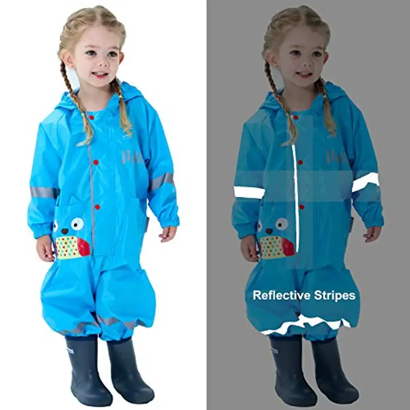 Baogaier Impermeabile da Pioggia Bambini con Cappuccio Blu Gufo Antipioggia Tuta Bambini Ragazze Ragazzi Poncho miniatura 3