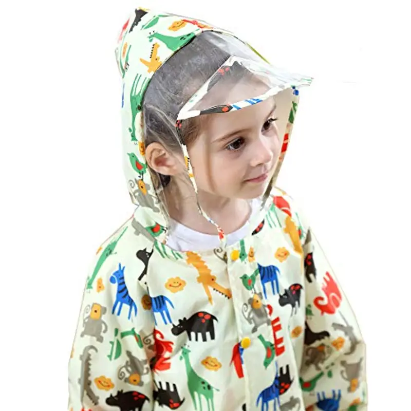 Baogaier Impermeabile da Pioggia Bambini, Impermeabile Antipioggia Tuta Bambini con Cappuccio Ragazze Ragazzi Giallo miniatura 3