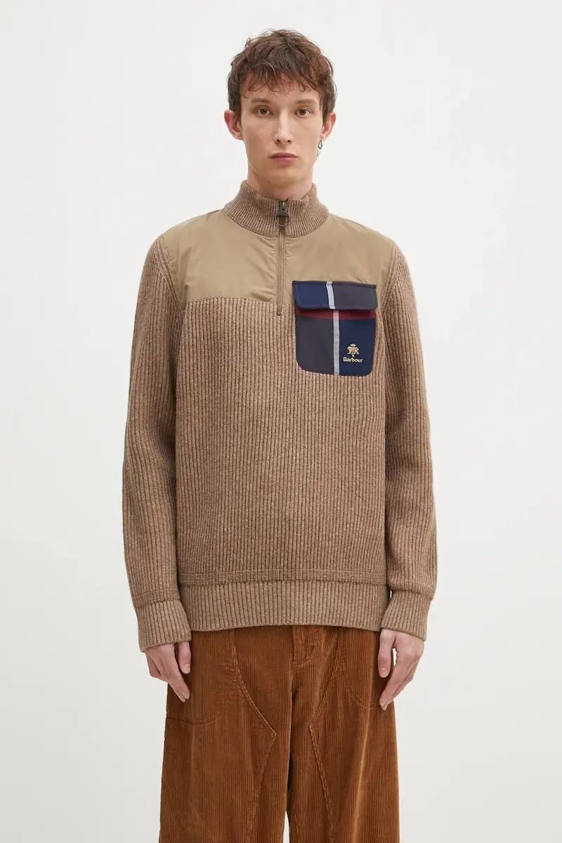 maglione in lana Barbour x Baracut Miller Half Zip Knit uomo colore beige BRMAG0192