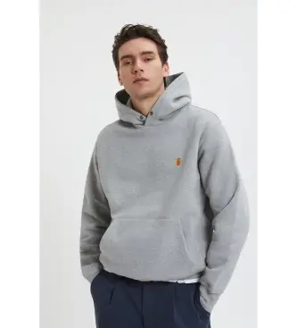 per uomo BRFEL0046UT2768 Felpa con cappuccio e logo in pile grigio (S), Casual, Cotone