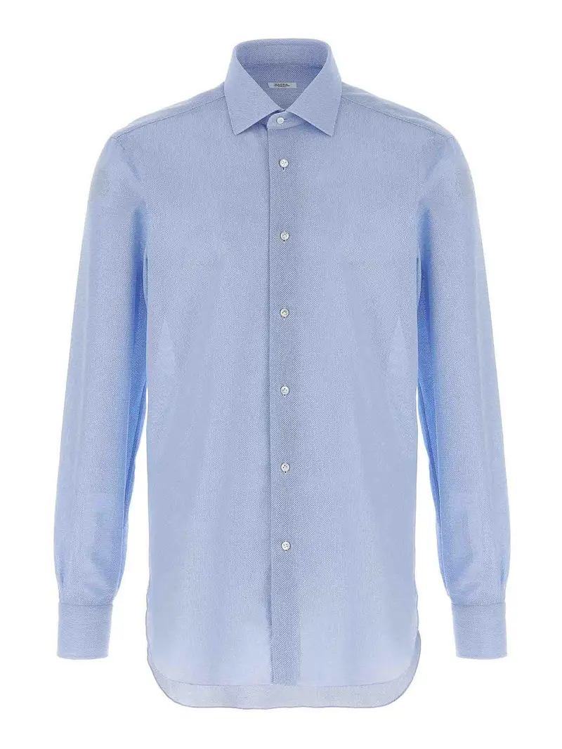 Camicia a nido d ape Azzurro