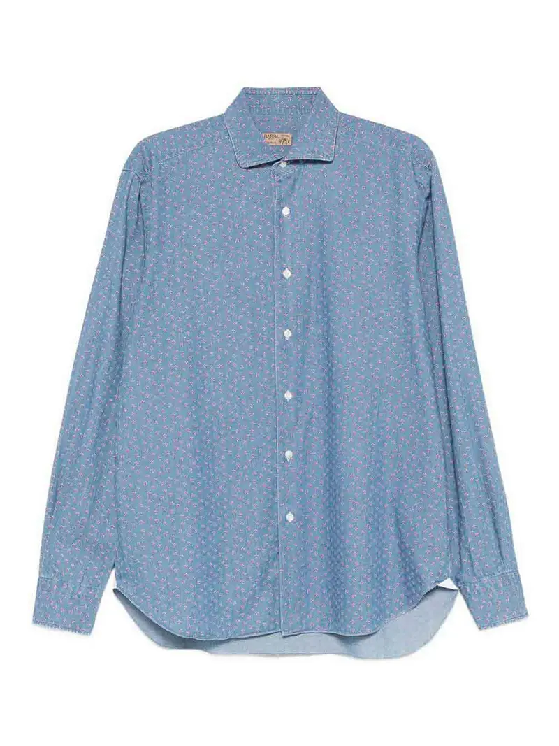 Camicia Blu Microfantasia