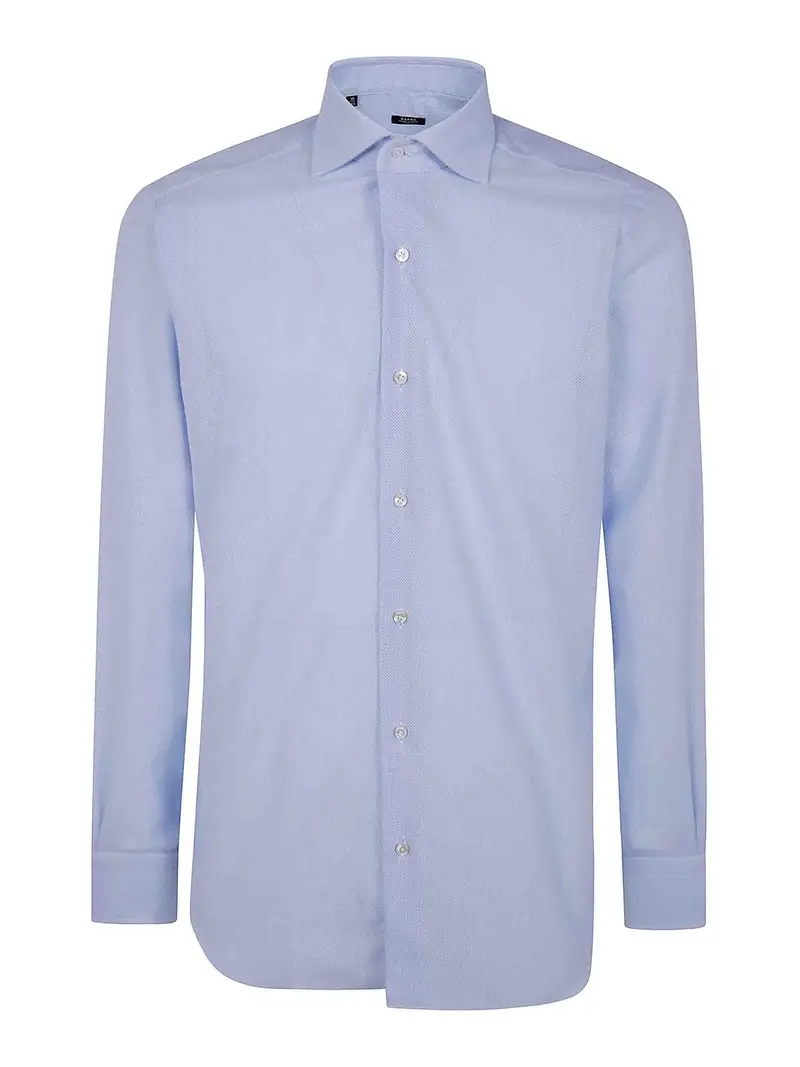 Camicia classica a trama a nido d'ape Blu