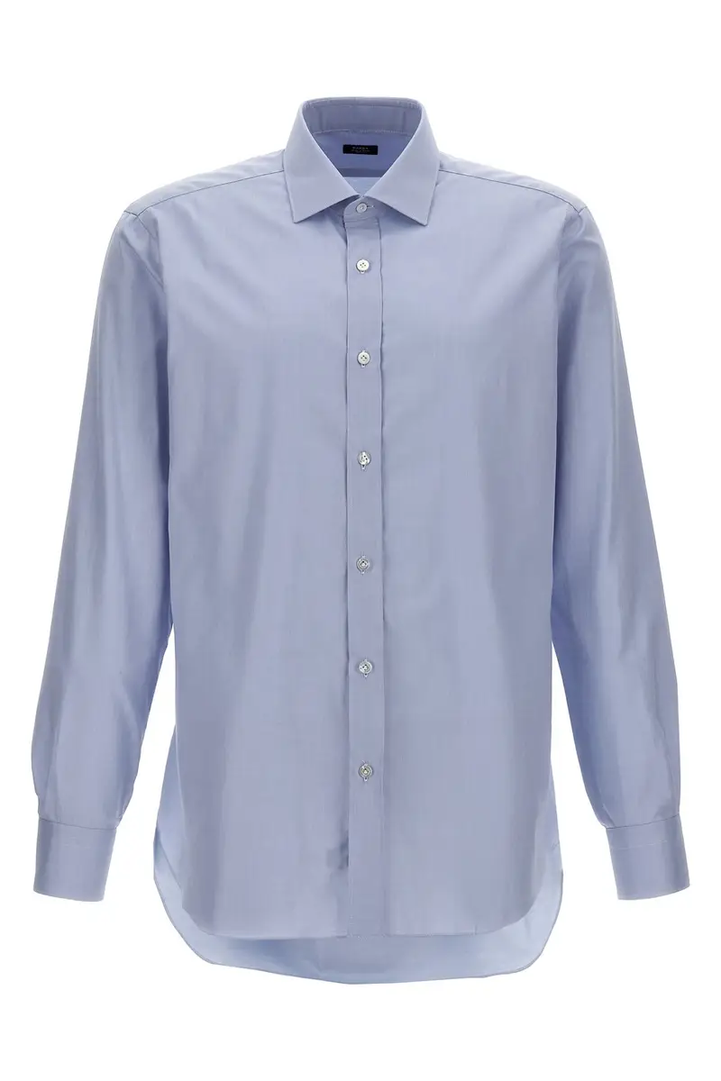 Camicia Cotone Operato Azzurro
