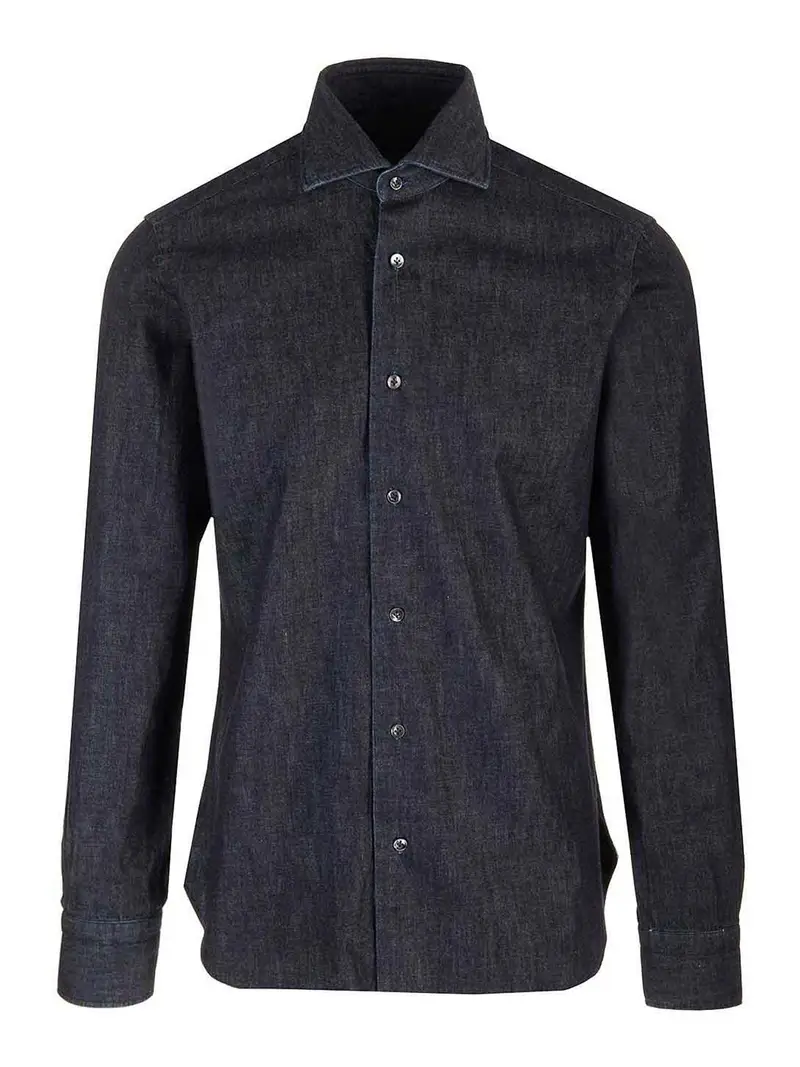 Camicia da dandy in denim blu scuro