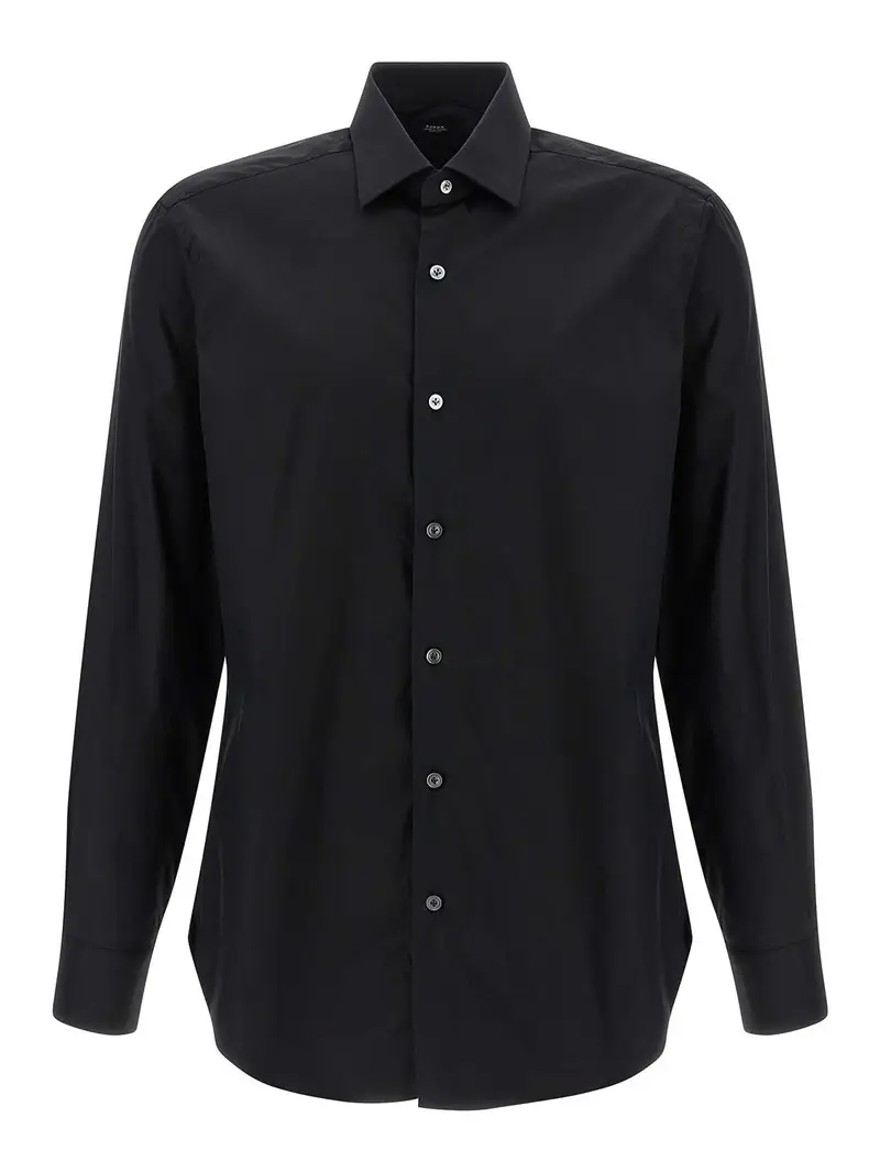 Camicia in cotone elasticizzato Nero