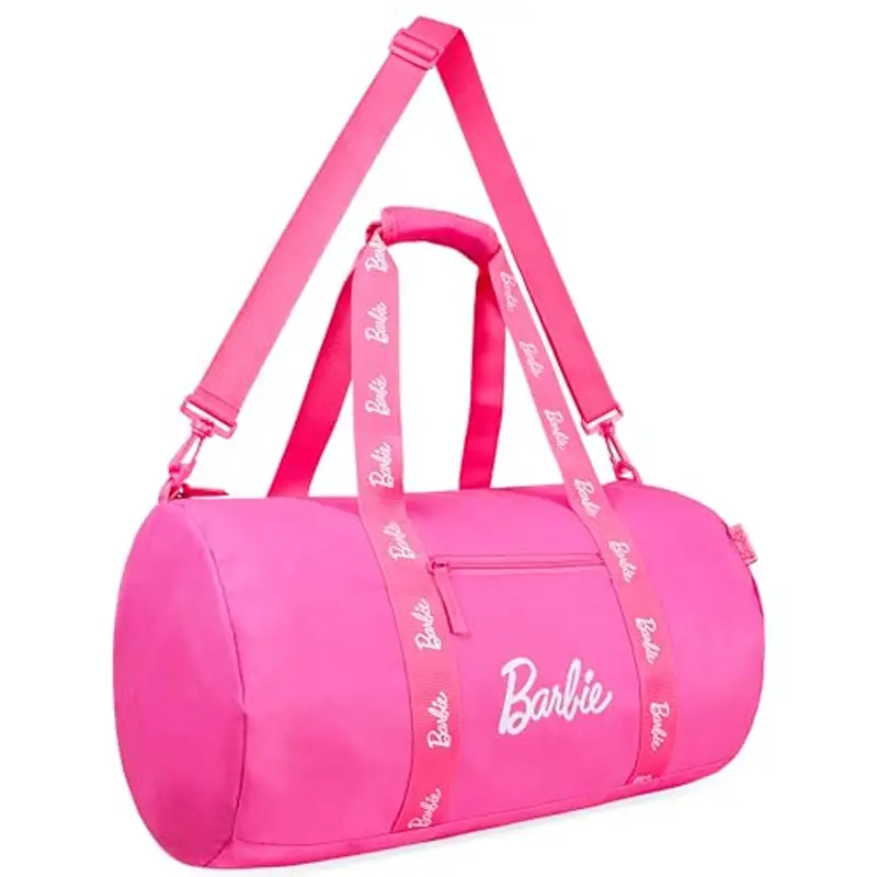 Barbie Borsone Bambina, Spaziosa Borsa Sport con Tasche Cerniera - Regalo Ragazza