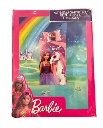 COMPLETO LETTO BAMBINA COTONE STAMPA BARBIE UNICORNO 1 PIAZZA