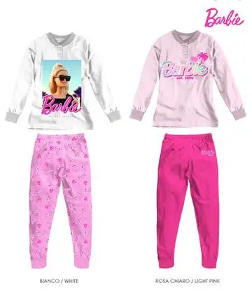 Pigiama da bambina a manica lunga in jersey di cotone Barbie BA50C6078