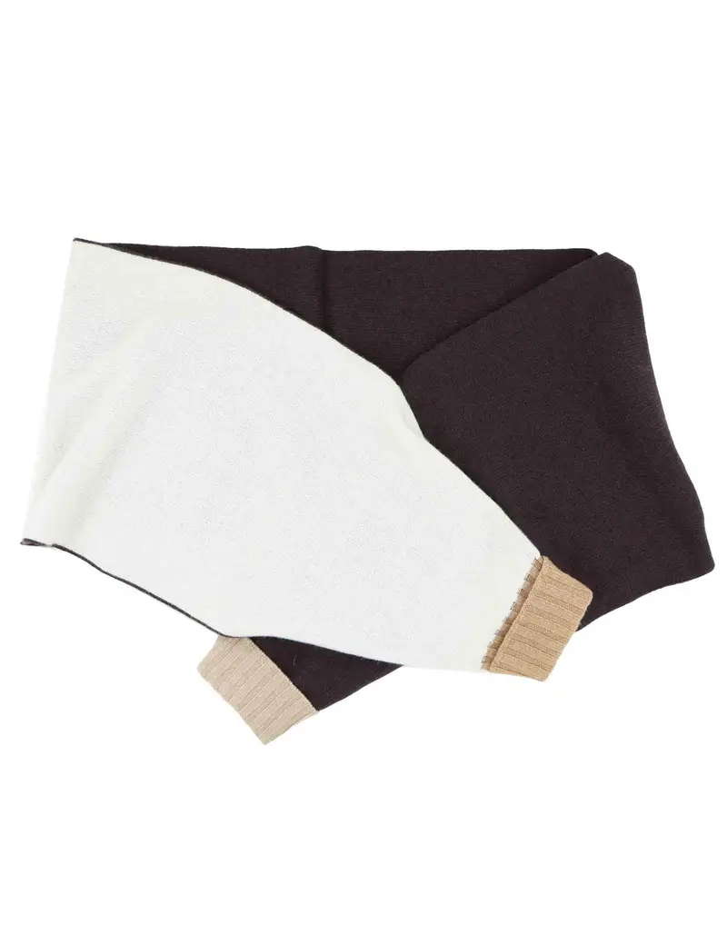 Sciarpe in lana bianca e marrone con polsini Donna EE794 12046 1