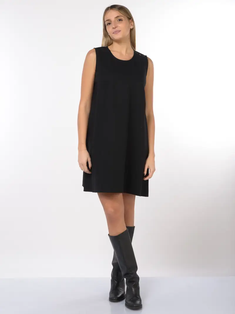 abito corto da donna Barbour senza maniche in cotone e lino NERO miniatura 2