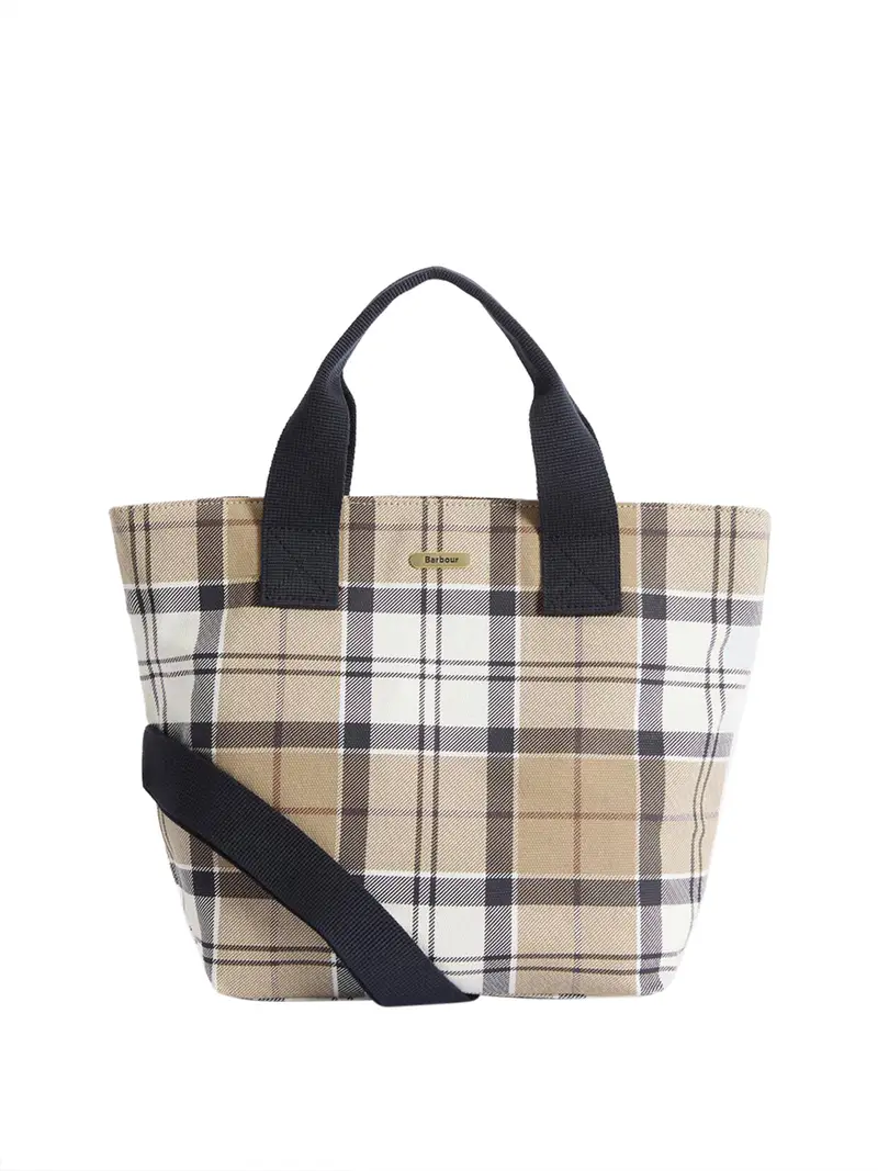 borsa a mano barbour maisy tartan da donna - beige