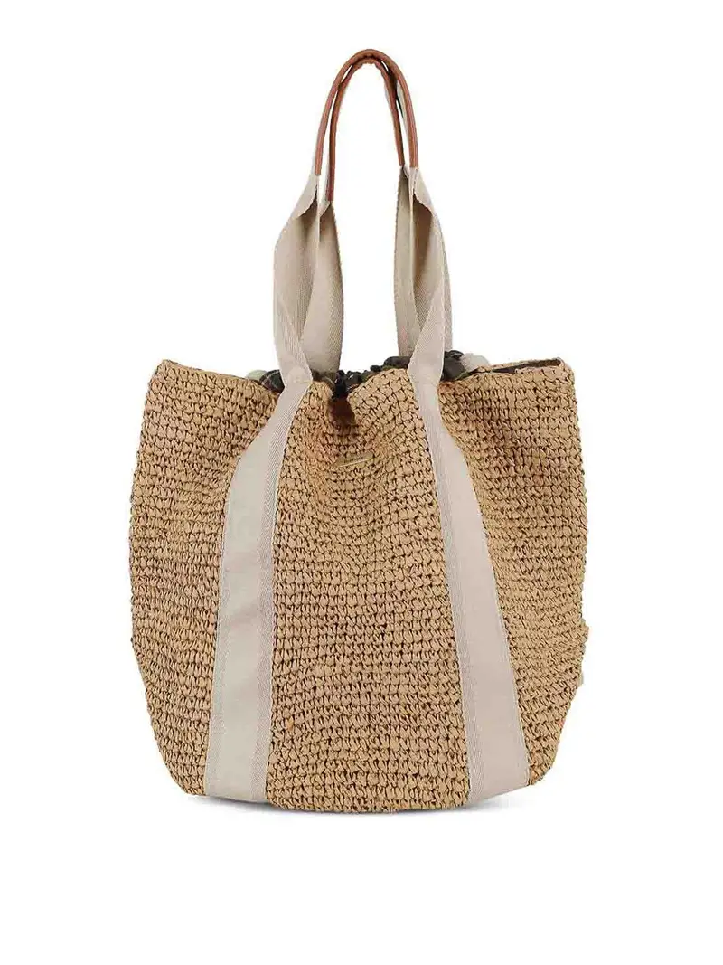 Borsa da spiaggia Lily in rafia beige