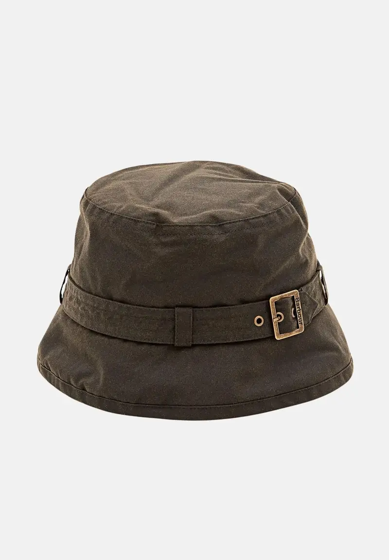 BARBOUR  Bucket Kelso Wax con cinturino color oliva per uomo e donna
