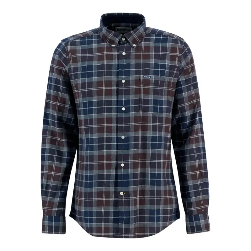 camicia barbour fortrose tailored shirt - tartan midnight BROWN