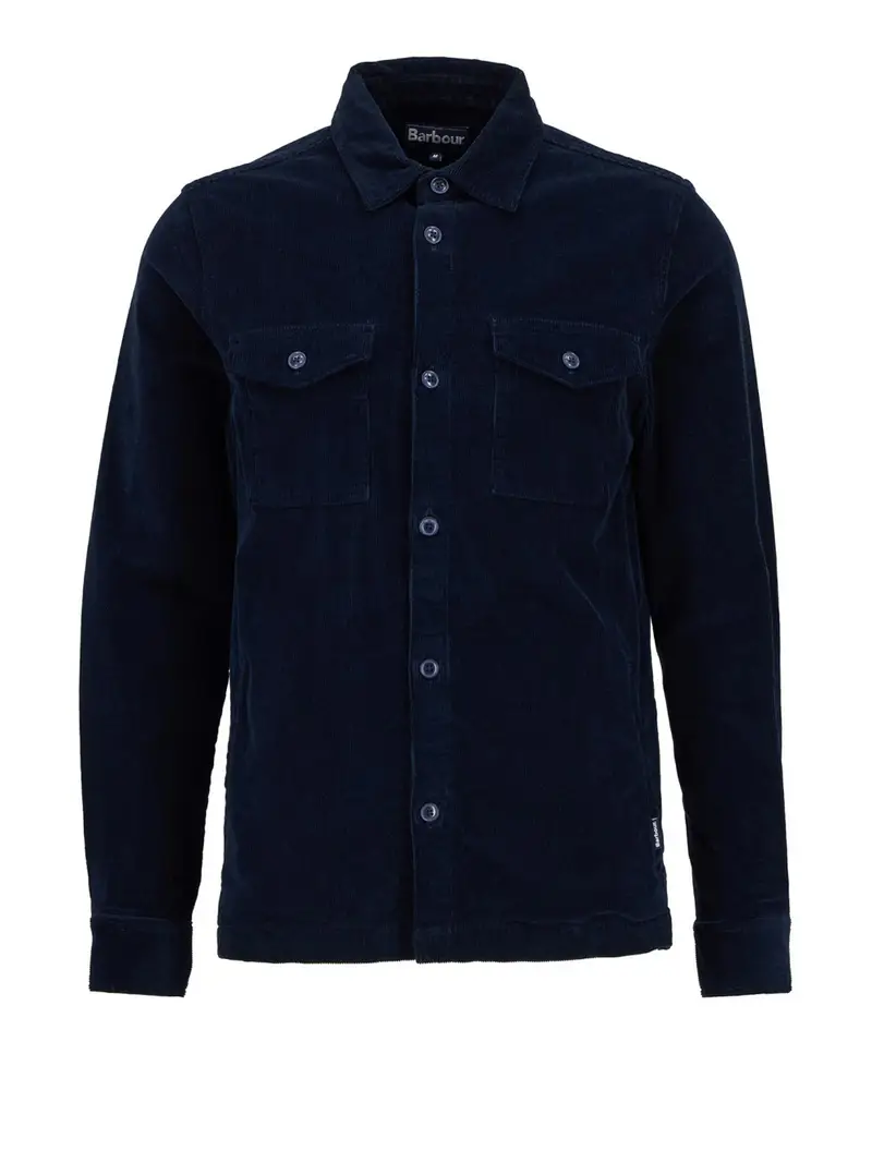 camicia casual barbour cord overshirt da uomo - blu