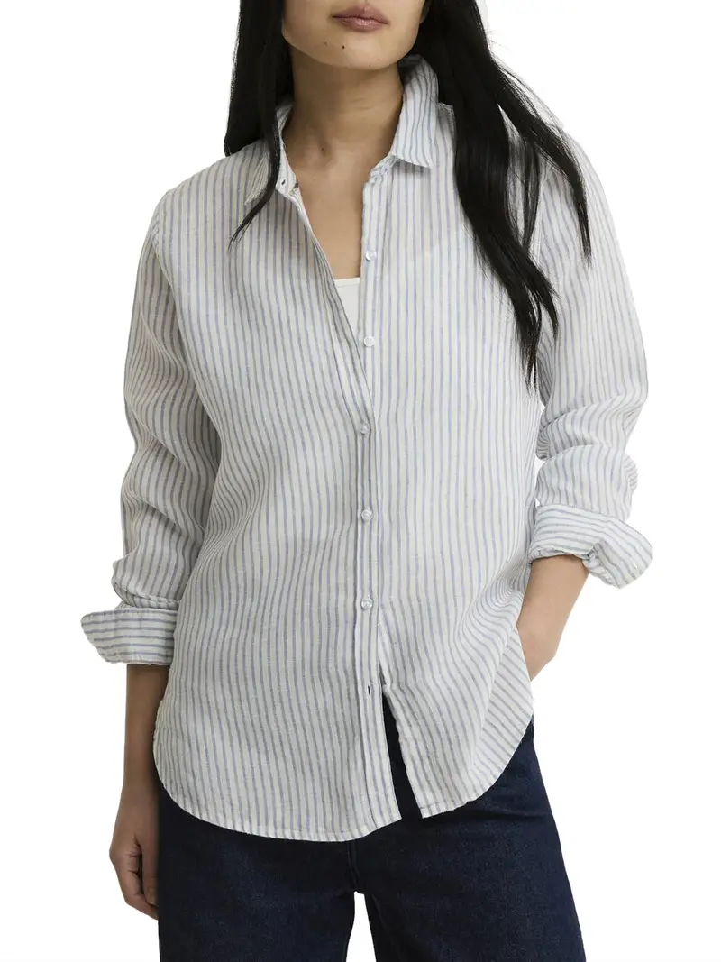 camicia casual barbour marine da donna - celeste bianca