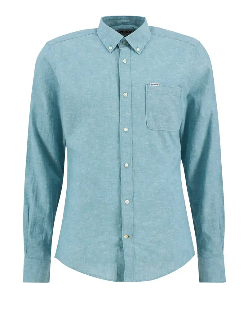 camicia casual barbour nelson da uomo - celeste