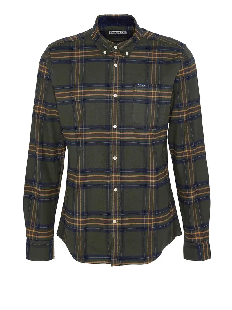 camicia casual barbour portdown tailored da uomo - verde