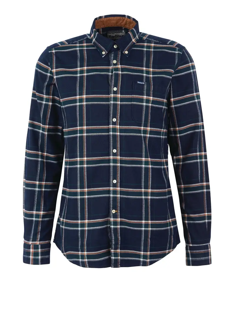 camicia casual barbour ronan tailored check da uomo - blu