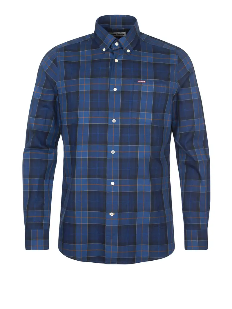 camicia casual barbour wetheram tailored da uomo - blu