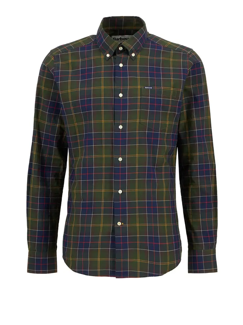 camicia casual barbour wetheram tailored da uomo - verde