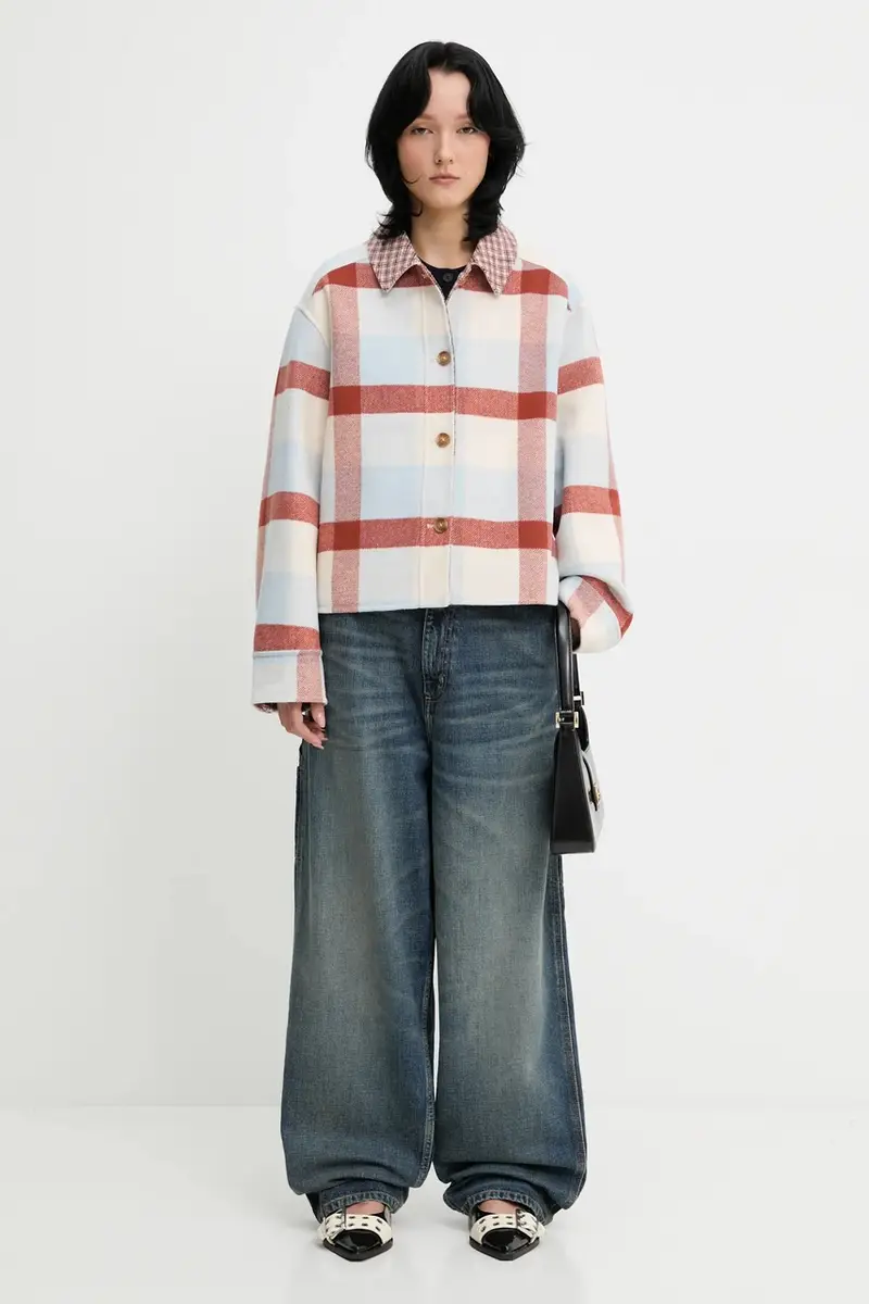 camicia con lana Robyn Overshirt colore blu LOS0072MI11 miniatura 5