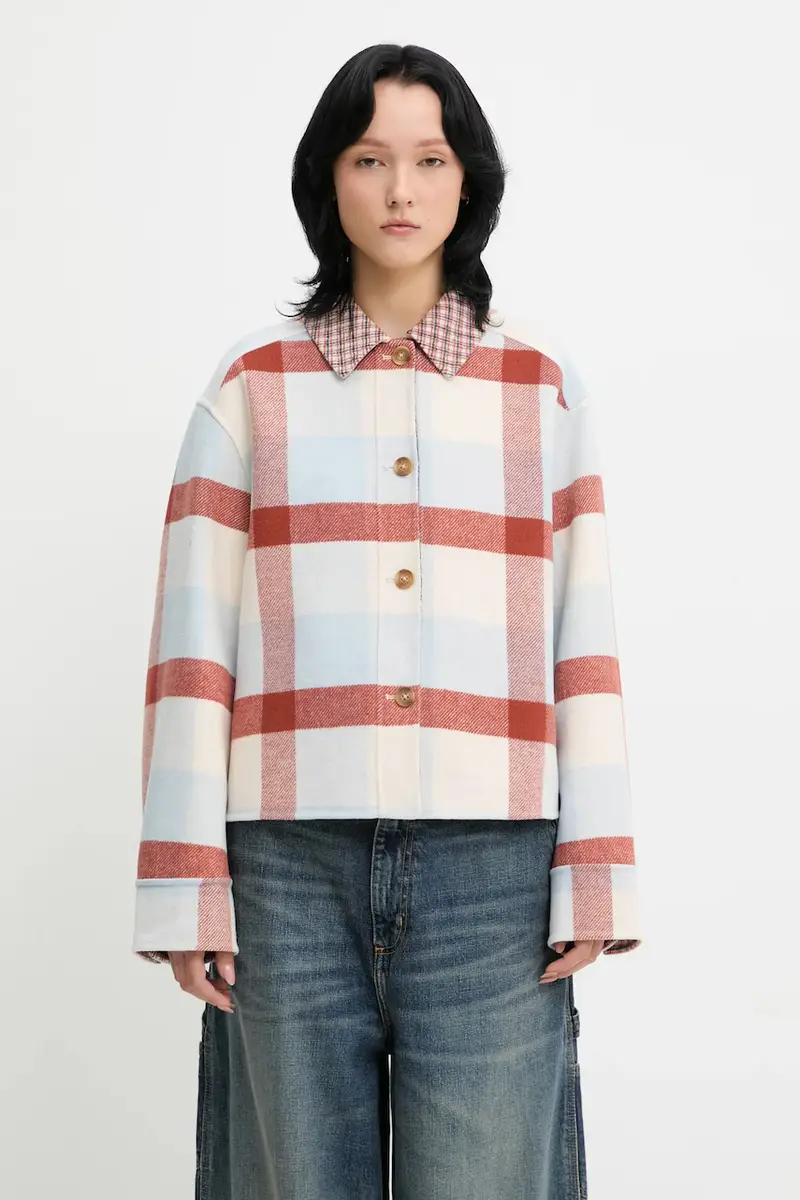 camicia con lana Robyn Overshirt colore blu LOS0072MI11