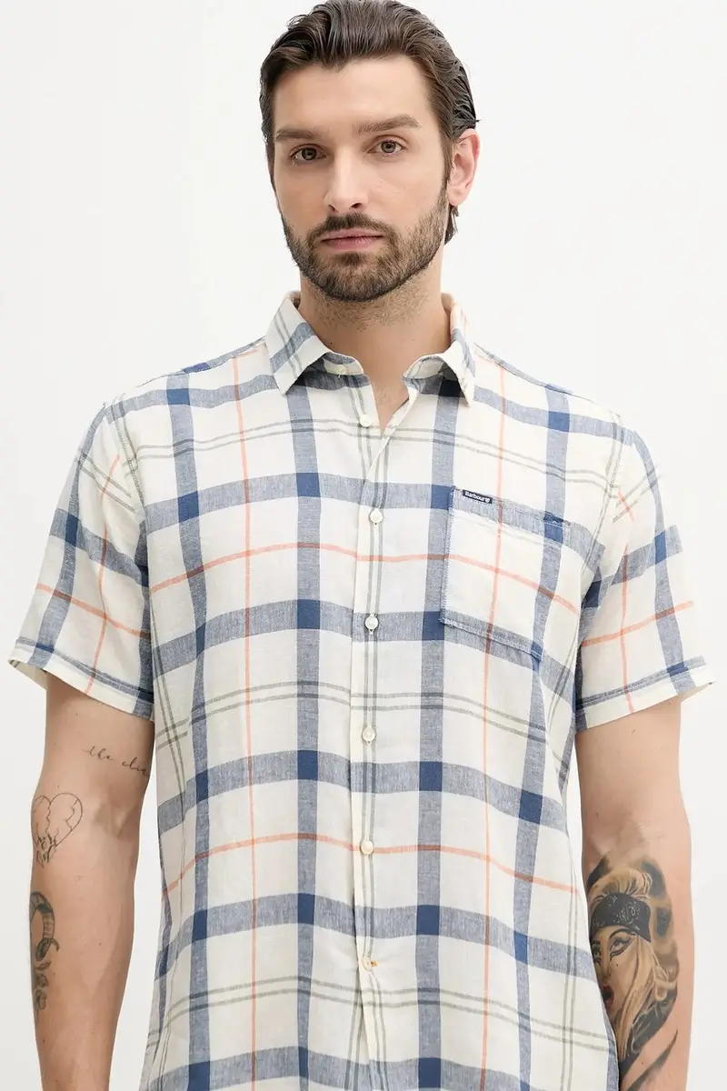 camicia di lino CROFT uomo colore blu MSH5197 miniatura 4