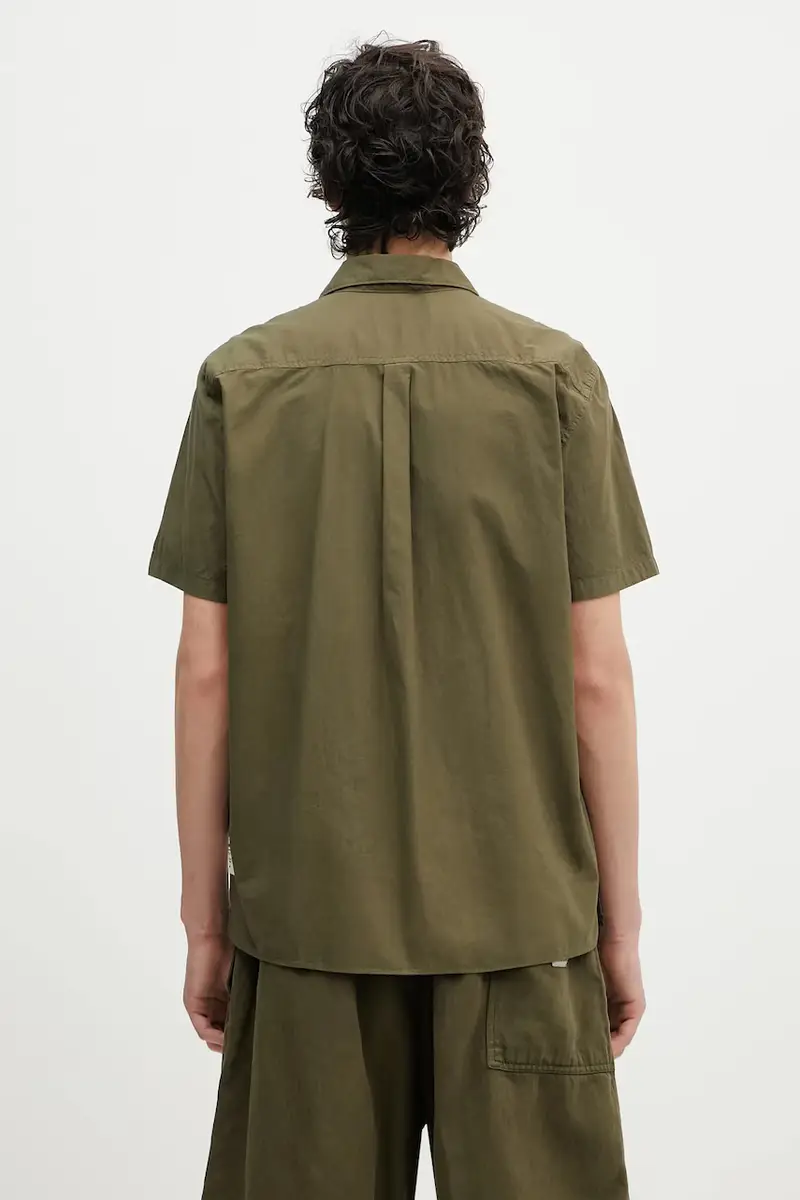 camicia in cotone Barbour Holywell Poplin S/S Relaxed Fit Shirt Verde miniatura 3