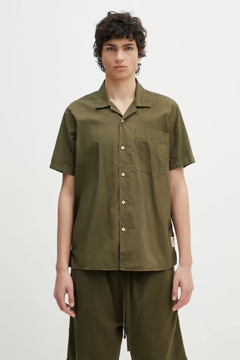 camicia in cotone Barbour Holywell Poplin S/S Relaxed Fit Shirt Verde