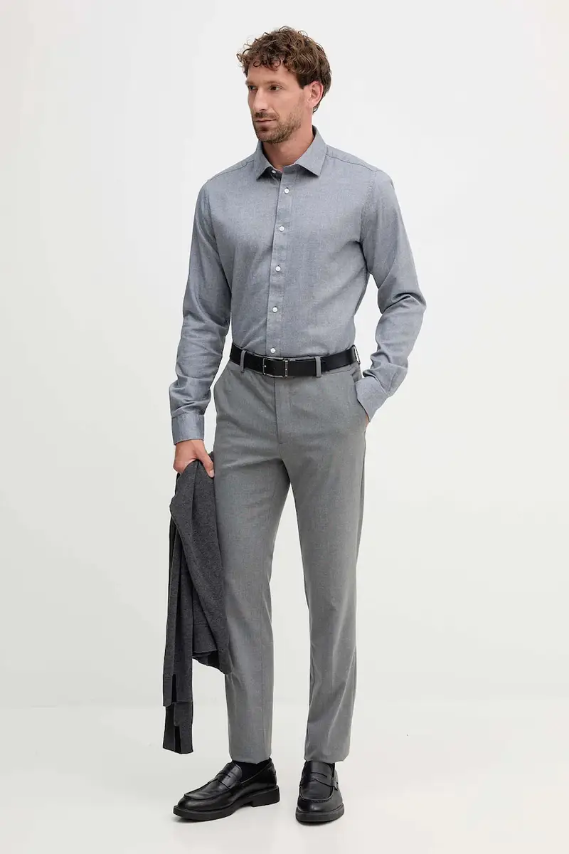 camicia in cotone ELMFIELD uomo colore blu navy MSH5682 miniatura 2