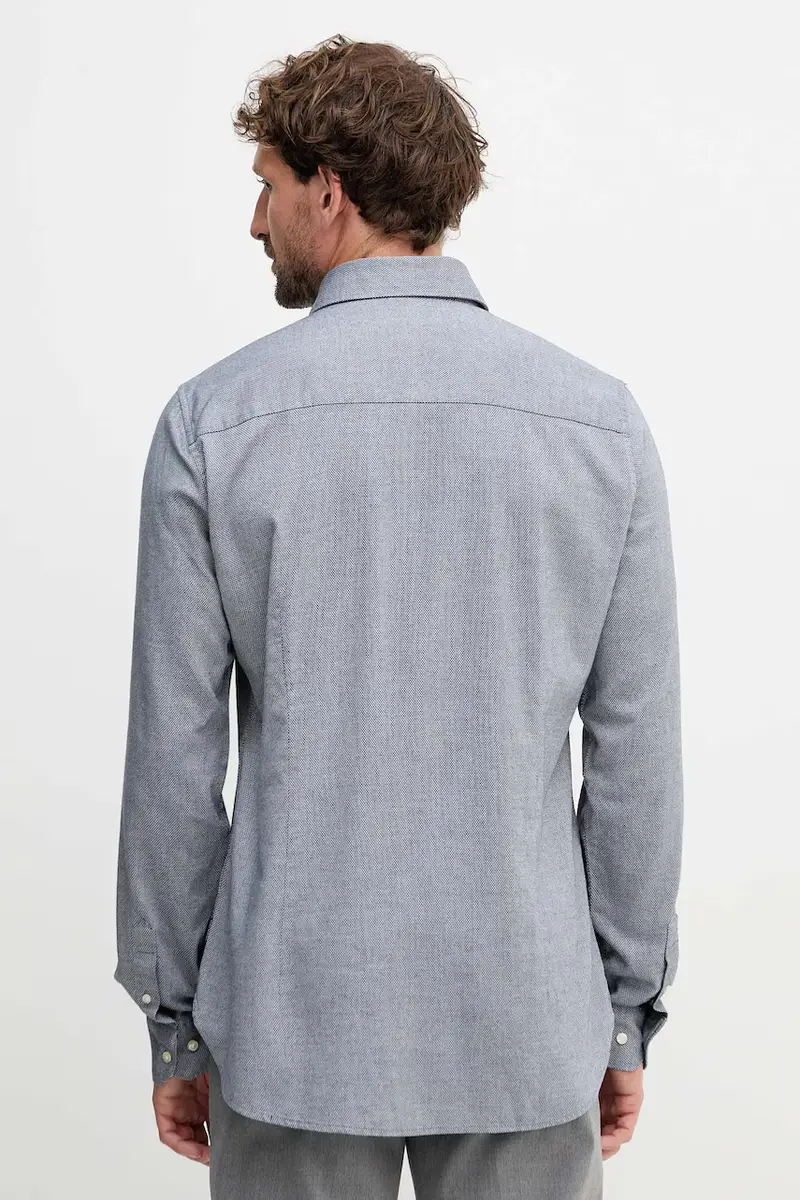 camicia in cotone ELMFIELD uomo colore blu navy MSH5682 miniatura 3